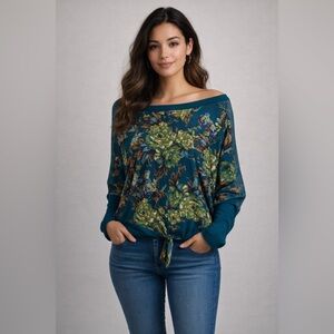 FIGUEROA & Flowers Floral Dolman long sleeve Blouse size Medium